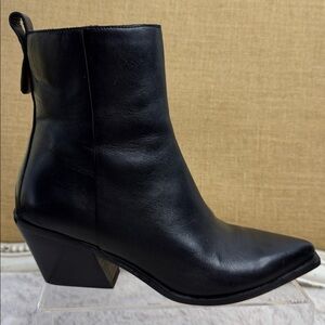 Sanctuary | Black Leather Mid-Heel Ankle Boots, Size 7